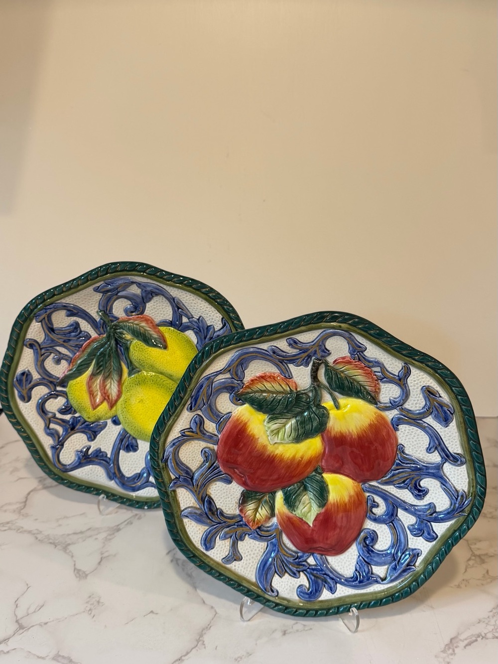 Pair of Fitz and Floyd Florentine Fruit Plates – Apples & Lemons